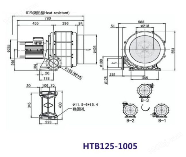 HTB125-1005风机，7.5KW透浦多段式风机，7.5千瓦透浦式风机示例图1