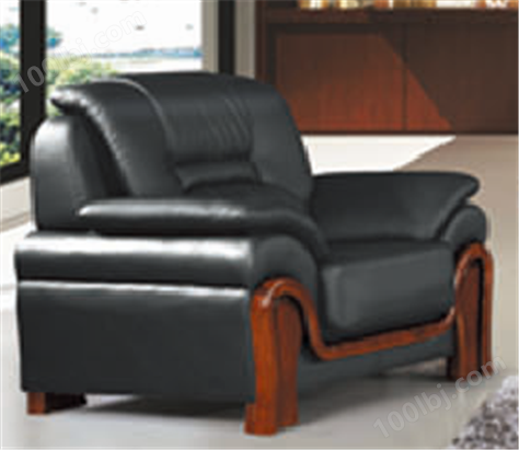 【南荣家具】办公室会客室沙发NR-F607-1西皮新中式一套单人位办公沙发茶几组合商务接待沙发
